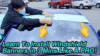 🏎️ Solid Windshield Banner Installation | DIY in MINUTES ! Quick Professional Vinyl Tips & Advice