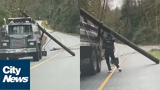 Dump truck vs power pole