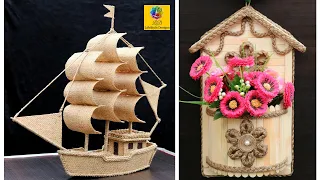 Jute Sailboat craft idea | Home decorating idea handmade Flower vase | Jute Art and Craft Decoration