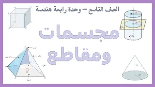 بثلث ساعة كل وحدة المجسمات و المقاطع - صف تاسع ( هندسة )