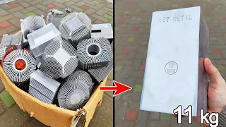 Huge Aluminum Cubes Casting - Melting CPU Radiators