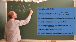 Equations trigonométriques - Niveau 1 - Trigonométrie