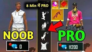 Free Fire New Account to *Pro*Gift in 8 min look how it became😱🔥