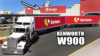 DOBLE Trailer de SORIANA Kenworth W900 por la LIBRE a Gomez Palacio Durango American Truck Simulator