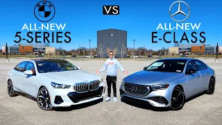 BABY FLAGSHIPS! -- NEW 2024 BMW 5-Series vs. 2024 Mercedes E-Class: Comparison