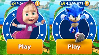 Sonic Dash vs Masha and Bear Run - Movie Sonic vs All Bosses Zazz Eggman All 64 Characters Unlocked