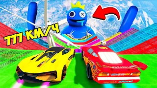 СПУСК БЕЗ ТОРМОЗОВ С РАДУЖНЫМИ ДРУЗЬЯМИ ПО ТРАМПЛИНУ в ГТА 5 МОДЫ! RAINBOW FRIENDS в GTA 5 ВИДЕО