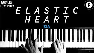 Sia - Elastic Heart Karaoke LOWER KEY Slowed Acoustic Piano Instrumental Cover [MALE KEY]