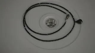 Certified 2 MM Black Diamond Beads Necklace With 8 mm Drop Bead in Center