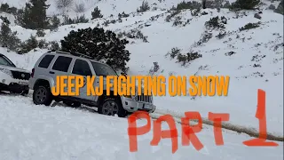 Jeep KJ  CHEROKEE LIBERTY Struggling on snow mud terrain with Gripmax / PART 1  To be continued..