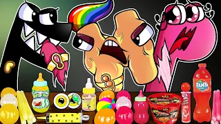 [Animation] 💛Yellow Vs 💕Pink Food! Alphabet Lore F Vs N,P | Alphabet Lore Mukbang Cartoon| Slime Cat