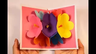 Flower Pop Up card | How to make DIY 3D flower Pop Up card | Christmas Craft