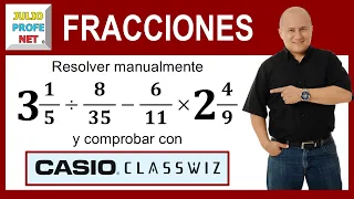 OPERACIONES COMBINADAS CON FRACCIONARIOS - Ejercicio 10 (con CASIO Classwiz fx-991LA CW)