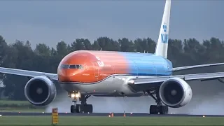 CLOSE UP Take Offs Amsterdam Schiphol Airport A340, B777, A300, B747, B767