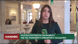 Результати роботи парламенту під час ранкового пленарного засідання