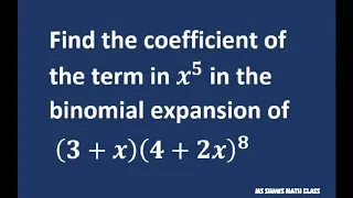 Find the coefficient for x^5 in binomial expansion (3+x)(4+2x)^8