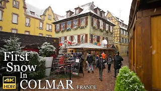 COLMAR FRANCE 🇫🇷 🎄 A Snowy Christmas Walk In Alsace France ( marché de noël  ) 4K 50p HDR