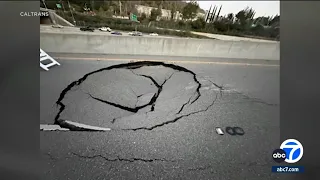 SoCal storm brings severe damage to roads as sinkhole closes off-ramp