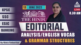 THE HINDU Editorial Analysis |ENGLISH Vocab & Grammar Structures-13th June, 2022 | Adda247 Malayalam