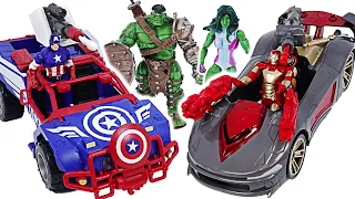 Marvel Captain America shield assault jeep and Iron Man assault weapon car! | DuDuPopTOY