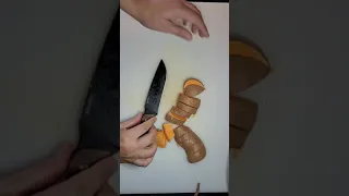 Kitchen Test - Barebones Living Woodsman No. 6 Field Knife Portioning a Sweet Potato