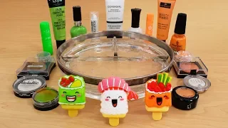 White vs Green vs Orange - Mixing Makeup Eyeshadow Into Slime! Special 141 Satisfying Slime Video