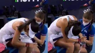 Video of Emma's painful hand injury: Emma Raducanu was groaning with pain