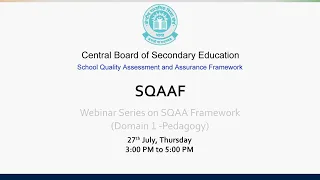 Webinar Series on SQAA Framework (SQAAF) - Domain 1: Pedagogy