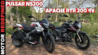 Finally TVS Apache RTR 200 4V Vs Bajaj Pulsar NS200 Detailed Comaparison | Best Kaun??