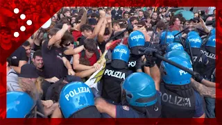 Roma, scontri tra studenti e polizia al corteo contro il raduno delle destre giovanili