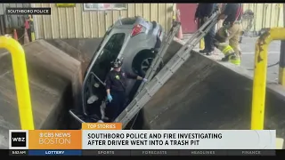 Car gets stuck in trash compactor at Southboro DPW