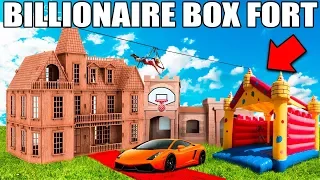 BIGGEST BILLIONAIRE BOX FORT CHALLENGE! 📦💰24 Hour: Basketball Court, Jumping Castle, Gaming Setup