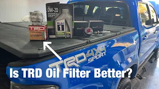 Toyota Tacoma 3rd Gen Oil change with TRD oil filter.