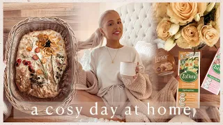 COSY DAY AT HOME | spring cleaning, baking floral bread, new home updates & lounge haul ✨