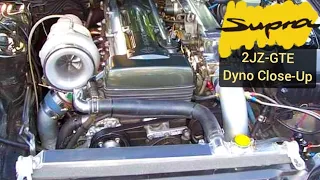 Toyota Supra Single Turbo Dyno Run (MKIV 2JZ-GTE) Engine Close Up