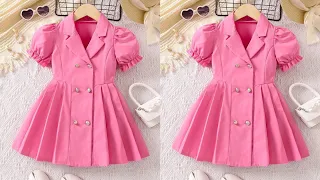 Very Easy and Beautiful Double Breasted Side Pleated Baby Frock Cutting and Stitching