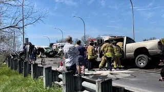 Police on scene of a fatal collision ( WARNING THIS VIDEO SHOWS FOOTAGE OF A FATAL COLLISION)