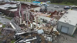 Drone 11  video shows tornado damage in Crockett