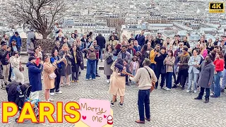 Paris, France 🇫🇷 - He Proposes in Public, Montmartre Crowd's Lovely Reaction | Paris Walk 4K