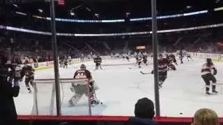 Ottawa Senators behind the net pre-game warm-up at the Lightning @ Senators hockey game