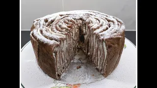 Gâteau tourbillon de crêpes chocolat chantilly / Tort cu clătite / Crepes Swirl Cake / Блинный  торт