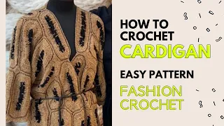 Crochet Cardigan Easy Pattern Tutorial. Inspired Brunello Cucinelli Knit.