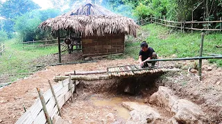 Build A Fish Pond & Primitive Way Of Supplying Water: Survival Alone In The Rainforest | EP.70