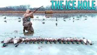 MALLARDS DUMPING INTO ICE HOLE! Last Duck Hunt (Limited Out)