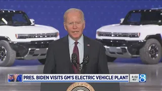 In Detroit, Biden pushes electric vehicle chargers as energy costs spike