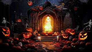 Haunted Cemetery Halloween Ambience: Campfire, Night Autumn Sounds, Crunchy Leaves and White Noise