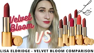 LISA ELDRIDGE makeup VELVET BLOOM COMPARISON TO OTHER LISA SHADES! Swatches and Try on
