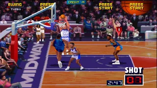 NBA Jam: New York Knicks Vs. Indiana Pacers (Ewing Breaks The Backboard)!!! Arcade (MAME)