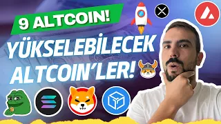 🚀BU ALTCOIN'LER YÜKSELEBİLİR! SHIBA, PEPE, SOL, AVAX, XRP VE YÜKSELEBİLECEK 9 ALTCOIN!