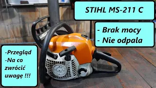 #rpgarażowo . Stihl MS 211C. Brak mocy. Nie odpala. Nagle zgasła. Dla czego się zatarła. Przegląd.